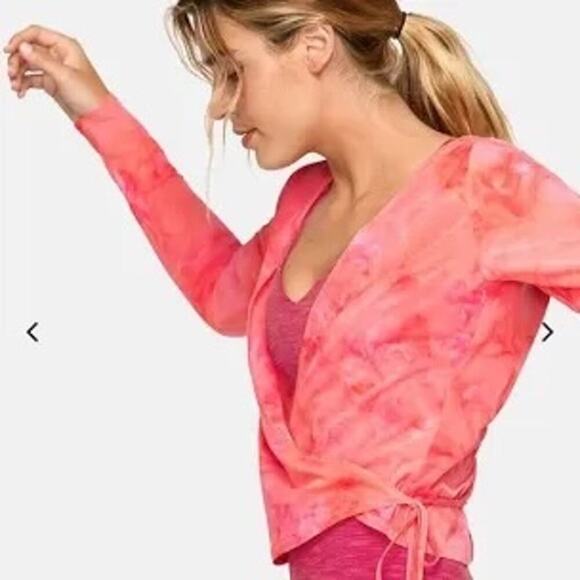 Outdoor Voices Tissue Weave Wrap pink Tie Dye Top Women’s Size M - Picture 1 of 6